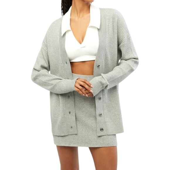 WeWoreWhat Cable Knit Tennis Skirt in Heather Grey Sz L NWT - Picture 7 of 15